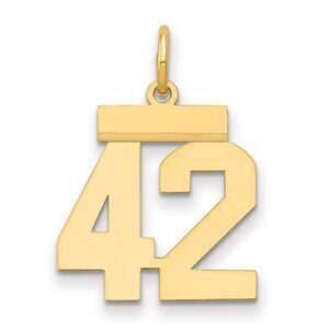 14k Yellow Gold, Athletic Collection, Small Polished Number 42 Pendant